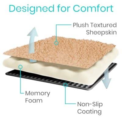 Vive Mobility Knee Walker Pad Cover - Plush Synthetic Faux Sheepskin Scooter Cushion - Accessory for Knee Roller - Leg Cart Improves Comfort During Injury (Off-White) - Image 3