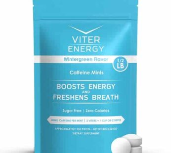 Viter Energy Caffeinated Mints 40mg Caffeine, B Vitamins, Sugar Free. (Wintergreen, 8oz, Bulk Bag)
