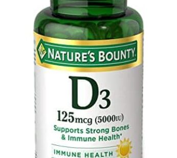 Nature’s Bounty Vitamin D3, Immune and Bone Support, 5000IU, Rapid Release Softgels, 150 Ct