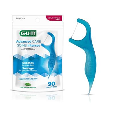 GUM Advanced Care Floss Picks - Dental Flossers for Adults with Vitamin E and Fluoride - Extra Strong Shred-Resistant Dental Floss, Easy Grip Handle, Fresh Mint Flavor, 90 ct - Image 10