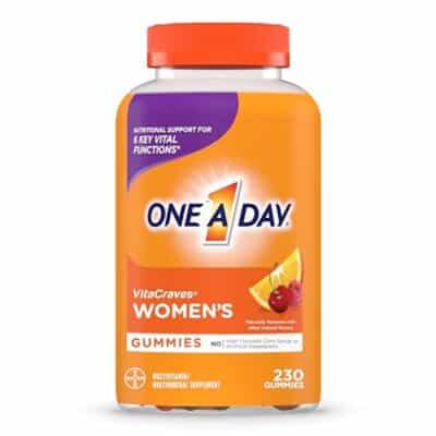 One A Day Women?s Multivitamin Gummies, Supplement with Vitamin A, Vitamin C, Vitamin D, Vitamin E and Zinc for Immune Health Support, Calcium & more, Orange, 230 count, Fruity