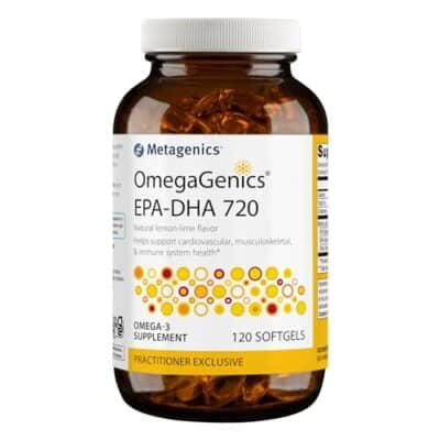 Metagenics OmegaGenics Fish Oil EPA-DHA 720- Omega-3 Fish Oil Supplement - for Heart Health, Musculoskeletal Health & Immune System Health* - with DHA & EPA - 120 Softgels