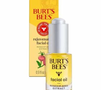 Burt’s Bees Gua Sha Face Oil With Rosehip Seed Extract, Reduces Appearance of Fine Lines and Wrinkles, Use with Ice Roller & Facial Tools, Natural Origin Skin Care, 0.51 fl. oz.