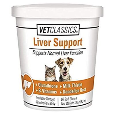 Vet Classics Liver Support Pet Health Supplement for Dogs, Cats ? Liver Functions ? B-Vitamins, Glutathione, Milk Thistle ? Soft Tablets, Chews ? 60 Soft Chews