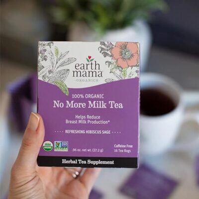 Earth Mama No More Milk Tea | Organic Herbal Tea Bags to Reduce Breast Milk Production, Stop Breastfeeding, & Wean Lactation Naturally, Postpartum Essentials, Decaf Tea With Hibiscus & Sage (16-Count) - Image 6