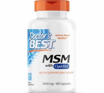 Doctor’s Best MSM with OptiMSM, Joint Support, Immune System, Antioxidant and Protein-Building Role, Non-GMO, Gluten Free, 1000 mg, 180 Caps (DRB-00064)