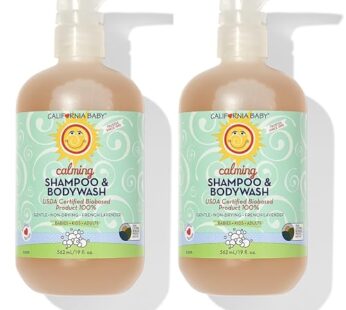 California Baby Calming Lavender Shampoo and Body Wash | 100% Plant-Based (USDA Certified) | Allergy Friendly | Baby Soap and Toddler Shampoo for Dry, Sensitive Skin | 562 mL / 19 fl. oz (Pack of 2)