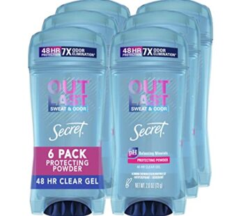 Secret Antiperspirant Deodorant for Women, Protecting Powder Scent, Clear Gel, Outlast Xtend, 2.6 Oz (Pack of 6)