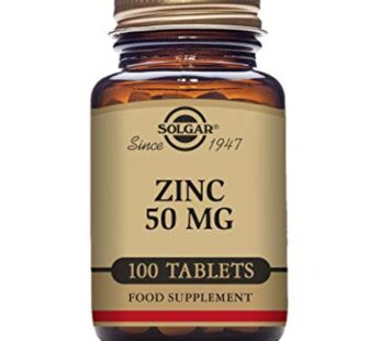 Solgar Zinc 50 mg – 100 Tablets – Antioxidant, Skin & Immune System Support – Non-GMO, Vegan, Kosher, Gluten Free – 100 Servings