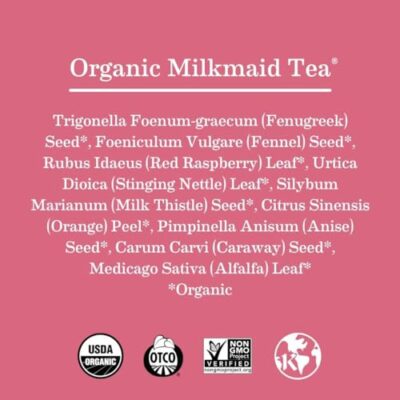 Earth Mama Organic Milkmaid? Tea | Lactation Support Herbal Tea Bags for Breastfeeding, Decaf Lactation Supplement for Increased Breast Milk Production, With Milk Thistle & Fenugreek (16 Count, 2-Pack) - Image 4