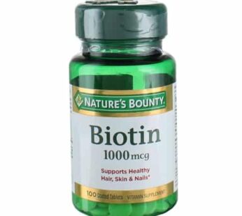 Nature’s Bounty Biotin, Vitamin Supplement, Supports Metabolism for Cellular Energy and Healthy Hair, Skin, and Nails, 1000 mcg, 100 Tablets