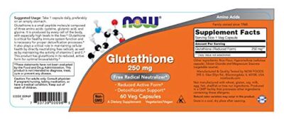 NOW Supplements, Glutathione 250 mg, Detoxification Support*, Free Radical Neutralizer*, 60 Veg Capsules - Image 2