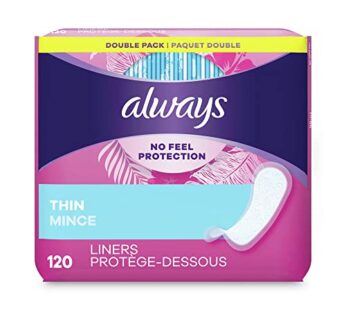 Always 10796PK Dailies Thin Liners, Regular, 120/Pack