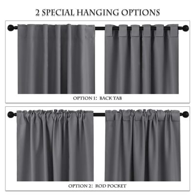 PONY DANCE Gray Blackout Curtains - Window Curtain Drapes - Short Thermal Insulated Light Blocking Drapes,Back Tab/Rod Pocket Panels for Bedroom & Kitchen, 42 W x 45 L, Grey, 1 Pair - Image 2