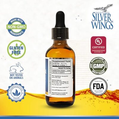 Natural Path Silver Wings Colloidal Silver - Extra Strength Liquid Immune Support Supplement - - 500ppm (2500mcg) - 2oz Dropper - Image 2