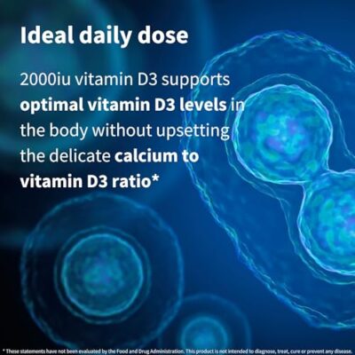 Pure & Essential Daily Vegetarian Vitamin D3 2000iu, Cholecalciferol, 365 Small Tablets, 1-A-Day 1-Year Supply, by Igennus - Image 3