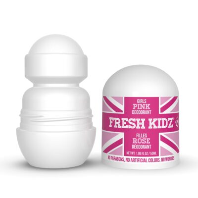 Fresh Kidz Pink Girls Roll On Deodorant - 1.86 fl oz Baking Soda and Aluminum Free 24 Hour Protection for Sensitive Skin - Image 2