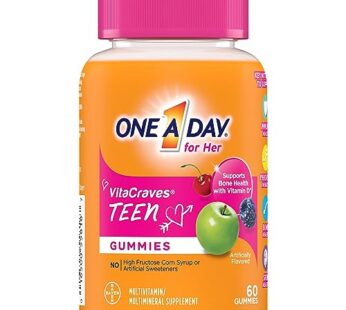 One A Day Teen for Her Multivitamin Gummies, Gummy Multivitamins with Vitamin A, C, D, E and Zinc for Immune Health Support, Physical Energy & more, 60 Count