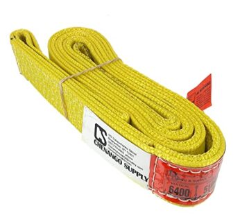 DD Sling (USA Made). 2″ wide X (4′ to 20′ lengths) in Listing! 2 Ply Twisted Eye, Nylon Lifting Slings, Eye & Eye, Heavy Duty (900 webbing), 5.100 Choker, 12.800 Basket Load Capacity (2inX6ft)