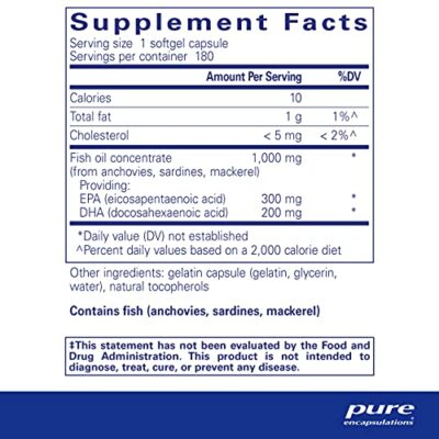 Pure Encapsulations EPA/DHA Essentials - Fish Oil Concentrate Supplement to Support Cardiovascular Health - Premium EPA & DHA Supplement with Omega 3-180 Softgel Capsules - Image 2