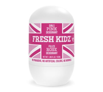 Fresh Kidz Pink Girls Roll On Deodorant – 1.86 fl oz Baking Soda and Aluminum Free 24 Hour Protection for Sensitive Skin