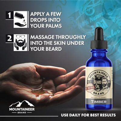 Mountaineer Brand Beard Oil - Unscented - 100% Natural Conditioner and Softener For Men - Hydrates and Moisturizes for Beard Growth - Treats Dry Itchy Beards - 2oz - Image 3