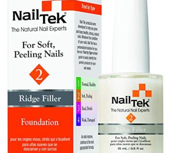 Nail Tek Foundation 2, Ridge Filling Strengthening Base Coat for Soft and Peeling Nails, 0.5 oz, 1-Pack