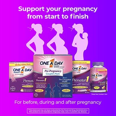 One A Day Men's & Women's Pre-Pregnancy Multivitamin Softgel including Vitamins A, Vitamin C, Vitamin D, B6, B12, Folic Acid & more, 30+30 Count, Supplement for Before, During, and Postnatal - Image 7