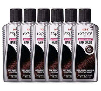 Kiss Express Semi-Permanent Hair Color 100mL (3.5 US fl.oz) (6 Count, Darkest Brown)