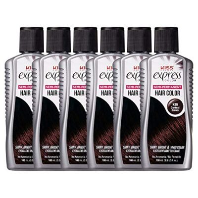 Kiss Express Semi-Permanent Hair Color 100mL (3.5 US fl.oz) (6 Count, Darkest Brown)