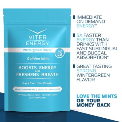 Viter Energy Caffeinated Mints 40mg Caffeine, B Vitamins, Sugar Free. (Wintergreen, 8oz, Bulk Bag) - Image 4