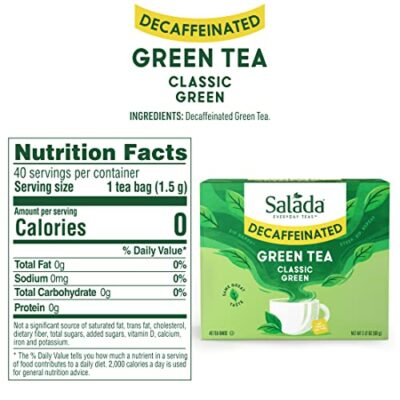 Salada Green Tea Naturally Decaffeinated with 40 Individually Wrapped Tea Bags Contains Caffeine Brew Hot Naturally Flavored Rich in Antioxidants Zero Calories - Image 2