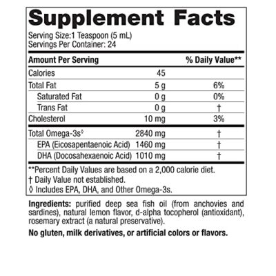 Nordic Naturals Ultimate Omega Liquid, Lemon Flavor - 4 oz - 2840 mg Omega-3 - High-Potency Omega-3 Fish Oil Supplement with EPA & DHA - Promotes Brain & Heart Health - Non-GMO - 24 Servings - Image 2