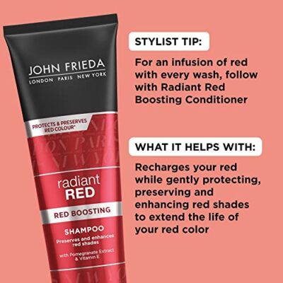 John Frieda Radiant Red Red Boosting Shampoo, Daily Shampoo, Helps Enhance Red Hair Shades, 8.3 Ounce, with Pomegranate and Vitamin E - Image 2