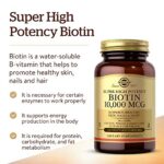 Solgar Biotin 10,000 mcg, 120 Vegetable Capsules - Energy, Metabolism, Promotes Healthy Skin, Nails & Hair - Super High Potency - Non-GMO, Vegan, Gluten, Dairy Free, Kosher - 120 Servings - Image 3