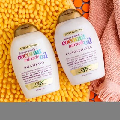 OGX Extra Strength Damage Remedy + Coconut Miracle Oil Conditioner for Dry, Frizzy or Coarse Hair, Hydrating & Flyaway Taming Conditioner, Paraben-Free, Sulfate-Free Surfactants, 13 fl oz - Image 9