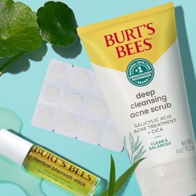 Burt?s Bees Clear and Balanced Deep Cleansing Acne Scrub, Salicylic Acid Acne Treatment with Cica, Facial Cream Exfoliator Helps Unclog Pores and Reduce Acne, 4 Oz - Image 14