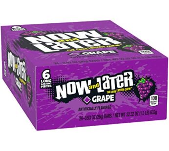 Now & Later Original Taffy Chews Candy, Grape, 6 count, 0.93 Ounce Bar, Pack of 24