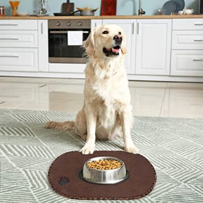 SINLAND Microfiber Pet Bowl Food Mat Dish Drying Mat with Anti-Skid Backing (16.14" x 27.16", Brown) - Image 5