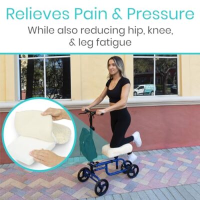 Vive Mobility Knee Walker Pad Cover - Plush Synthetic Faux Sheepskin Scooter Cushion - Accessory for Knee Roller - Leg Cart Improves Comfort During Injury (Off-White) - Image 8