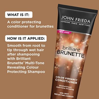 John Frieda Brilliant Brunette Multi-Tone Revealing Color Protecting Conditioner, for maintaining Color Treated Hair, Anti-Fade Conditioner, 8.45 oz, with Sweet Almond Oil and Crushed Pearls - Image 4