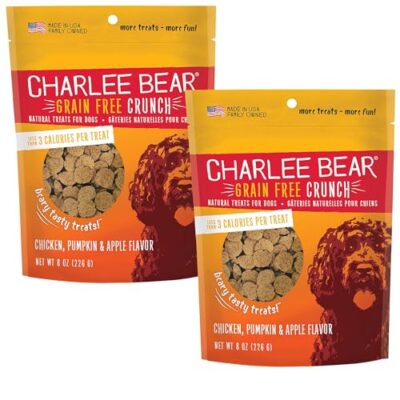 Charlee Bear Grain-Free Bear Crunch Chicken, Pumpkin & Apple Flavor Crunchy Dog Treats- 2 Pack (16oz Total)