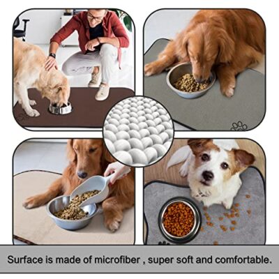 SINLAND Microfiber Pet Bowl Food Mat Dish Drying Mat with Anti-Skid Backing (16.14" x 27.16", Brown) - Image 7