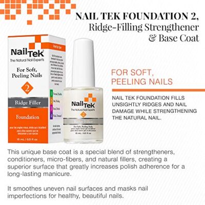 Nail Tek Foundation 2, Ridge Filling Strengthening Base Coat for Soft and Peeling Nails, 0.5 oz, 1-Pack - Image 3