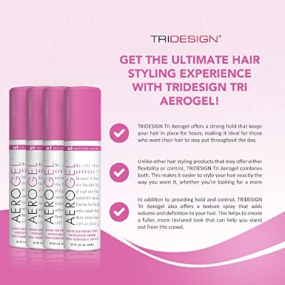 TRI Design Aerogel Hair Spray - Extra Hold, Free & Clear Hairspray Firm Hold for Women and Men, Travel, Volume Fixer & Non-Sticky Hairspray Essentials, Flexible Spray Nozzle Bottle - (3oz, Pack of 4) - Image 2