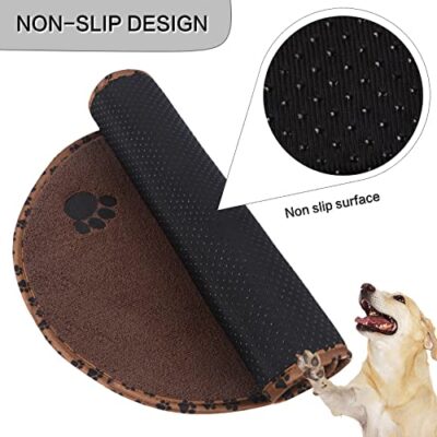 SINLAND Microfiber Pet Bowl Food Mat Dish Drying Mat with Anti-Skid Backing (16.14" x 27.16", Brown) - Image 4