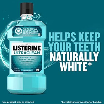 Listerine Ultraclean Oral Care Antiseptic Mouthwash, Everfresh Technology to Help Fight Bad Breath, Gingivitis, Plaque & Tartar, ADA-Accepted Tartar Control Oral Rinse, Cool Mint, 1 L - Image 5