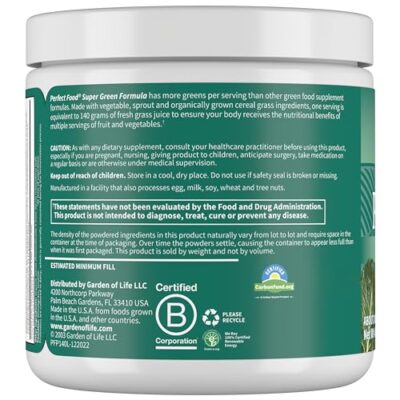 Garden of Life Perfect Food Super Green Formula - 14 Servings | 45 Superfoods, Greens, Fruit & Veggie Juice Superfood Powder Supplement, Probiotics & Organic Spirulina for Digestion & Immune Health - Image 9