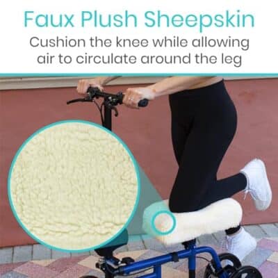 Vive Mobility Knee Walker Pad Cover - Plush Synthetic Faux Sheepskin Scooter Cushion - Accessory for Knee Roller - Leg Cart Improves Comfort During Injury (Off-White) - Image 7