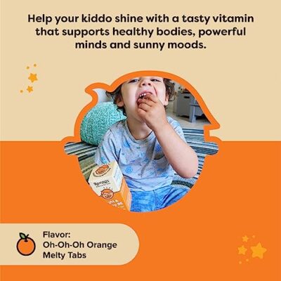 Renzo's Bright & Brainy Vitamin B6 - Dissolving Kids Vitamin B6-60 Sugar-Free Melty Tabs, Oh Oh Oh Orange Flavored - Image 2